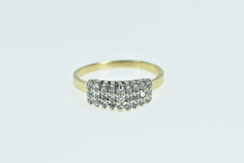 14K Diamond Squared Cluster Vintage Statement Ring Yellow Gold