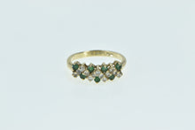 Load image into Gallery viewer, 14K Diamond Emerald Zig Zag Vintage Statement Ring Yellow Gold