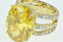 Load image into Gallery viewer, 14K Oval Citrine Vintage Cocktail CZ Statement Ring Yellow Gold