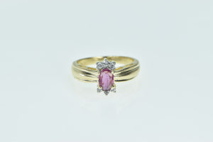 14K Natural Pink Sapphire Diamond Engagement Ring Yellow Gold