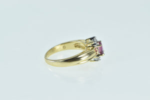 14K Natural Pink Sapphire Diamond Engagement Ring Yellow Gold