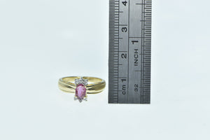 14K Natural Pink Sapphire Diamond Engagement Ring Yellow Gold