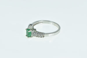 14K Oval Natural Emerald Diamond Engagement Ring White Gold