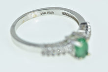 Load image into Gallery viewer, 14K Oval Natural Emerald Diamond Engagement Ring White Gold