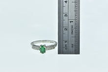 Load image into Gallery viewer, 14K Oval Natural Emerald Diamond Engagement Ring White Gold