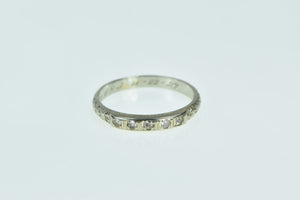 18K 1920's Diamond Engraved Wedding Band Ring White Gold