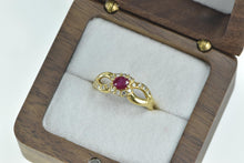 Load image into Gallery viewer, 18K Natural Ruby Diamond Halo Engagement Ring Yellow Gold