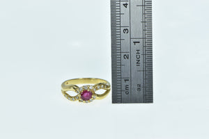 18K Natural Ruby Diamond Halo Engagement Ring Yellow Gold