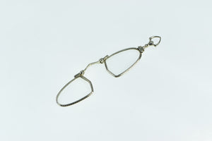 14K Art Deco Looking Glass Spring Loaded Spectacles Glasses White Gold