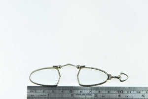 14K Art Deco Looking Glass Spring Loaded Spectacles Glasses White Gold