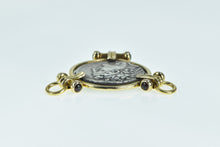 Load image into Gallery viewer, 18K Ancient Greek Coin Ornate Slide Statement Pendant Yellow Gold