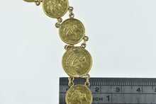 Load image into Gallery viewer, 14K 1850-60&#39;s Liberty Head US Coin Chain Bracelet 6.75&quot; Yellow Gold