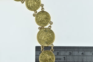 14K 1850-60's Liberty Head US Coin Chain Bracelet 6.75" Yellow Gold