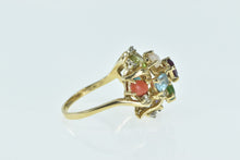 Load image into Gallery viewer, 14K 1960&#39;s Gemstone Diamond Cluster Statement Ring Yellow Gold