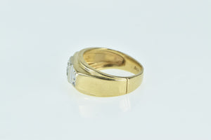 14K 0.18 Ctw Vintage Squared Wedding Band Ring Yellow Gold
