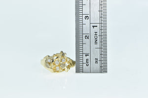 14K Diamond Textured Nugget Cluster Statement Ring Yellow Gold