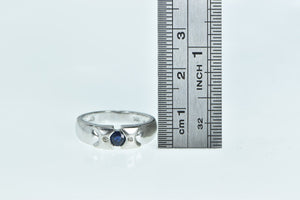 14K Sapphire Diamond Accent Geometric Band Ring White Gold