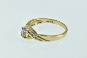 14K Oval Tanzanite Diamond Vintage Classic Ring Yellow Gold