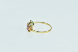 14K Five Stone Marquise Amethyst Citrine Topaz Ring Yellow Gold