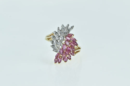 10K Marquise Ruby Vintage Freeform Cluster Ring Yellow Gold