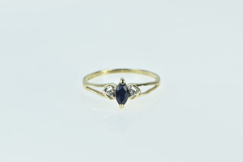 14K Sapphire Diamond Accent Vintage Classic Ring Yellow Gold