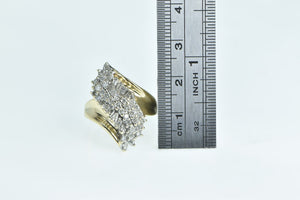 14K Vintage Diamond Wavy Cluster Statement Ring Yellow Gold