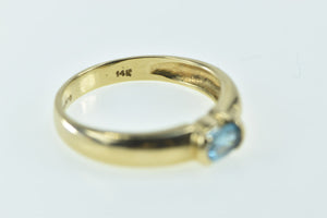 14K Oval Blue Topaz Vintage Classic Statement Ring Yellow Gold