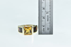 14K Citrine Garnet Ornate Classic Cocktail Ring Yellow Gold