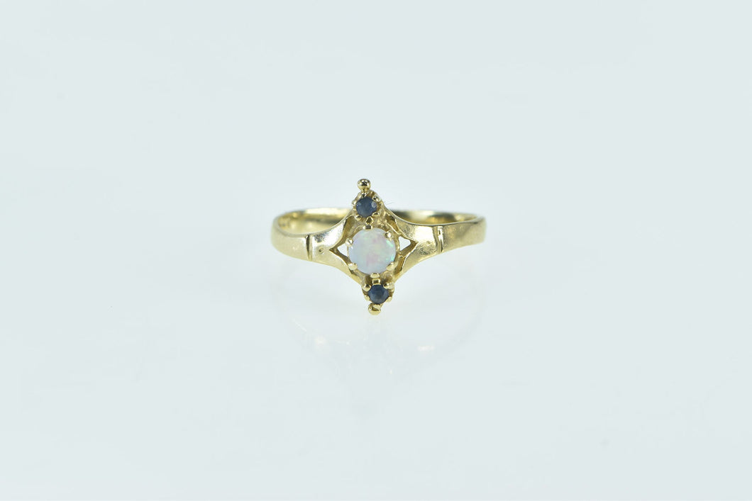 14K Opal Sapphire Vintage Classic Statement Ring Yellow Gold