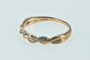 10K Diamond Twist Pattern Vintage Wedding Band Ring Rose Gold