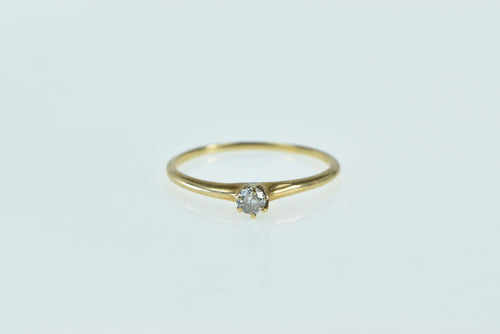 14K Victorian Diamond Solitaire Classic Promise Ring Yellow Gold
