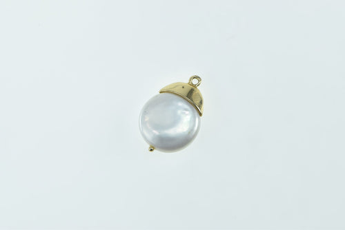 14K 12.5mm Pearl Simple Classic Statement Charm/Pendant Yellow Gold