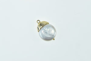14K 12.5mm Pearl Simple Classic Statement Charm/Pendant Yellow Gold