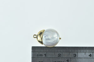 14K 12.5mm Pearl Simple Classic Statement Charm/Pendant Yellow Gold