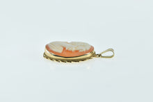 Load image into Gallery viewer, 14K Carved Shell Cameo Ornate Statement Pendant Yellow Gold