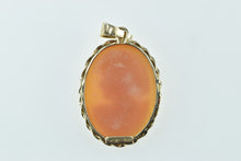 Load image into Gallery viewer, 14K Carved Shell Cameo Ornate Statement Pendant Yellow Gold