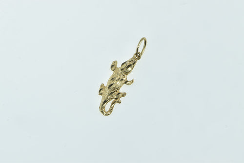 14K Diamond Cut Crocodile Alligator Reptile Charm/Pendant Yellow Gold