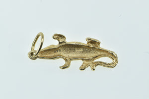 14K Diamond Cut Crocodile Alligator Reptile Charm/Pendant Yellow Gold
