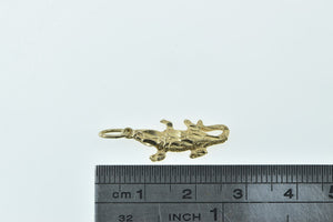 14K Diamond Cut Crocodile Alligator Reptile Charm/Pendant Yellow Gold