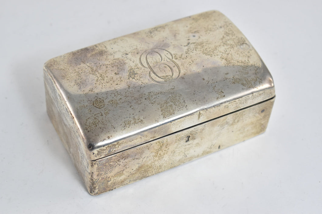 Sterling Silver C P Monogram Cursive Initial Vintage Wood Lined Trinket Box