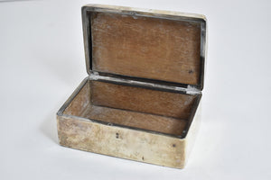 Sterling Silver C P Monogram Cursive Initial Vintage Wood Lined Trinket Box