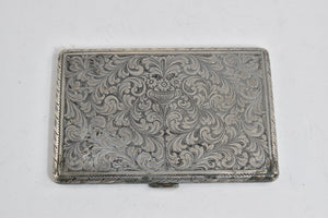 Coin Silver Italian Ornate Scroll Engraved Cigarette Case