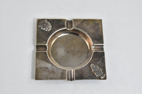 Sterling Silver Columbian Mayan Motif Square Ashtray Vintage