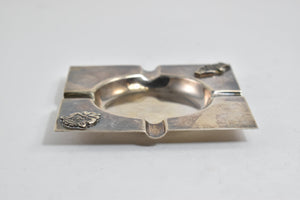 Sterling Silver Columbian Mayan Motif Square Ashtray Vintage