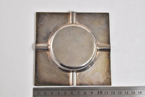 Sterling Silver Columbian Mayan Motif Square Ashtray Vintage