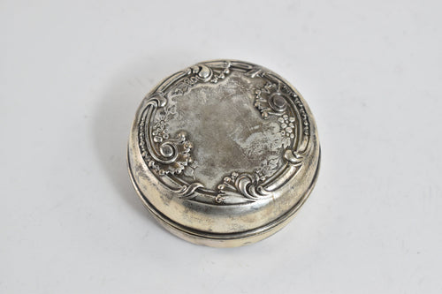 Sterling Silver Victorian Repousse Scroll Trinket Jewelry Box