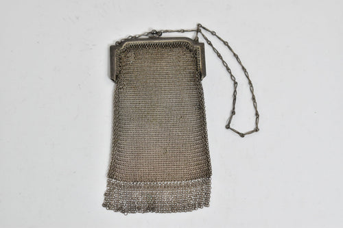 Sterling Silver Vintage Mesh Chain Ornate Coin Purse Hand Bag