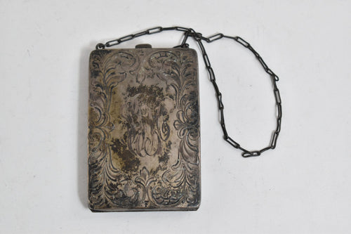 Sterling Silver S J M Monogram Ornate Victorian Engraved Coin Purse