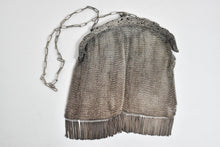 Load image into Gallery viewer, Sterling Silver Victorian Mesh Chain Fringe Tassel Purse Hand Bag