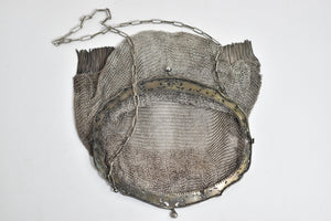 Sterling Silver Victorian Mesh Chain Fringe Tassel Purse Hand Bag